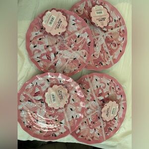 Samba Melamine Pink Flamingo Scalloped Serve for 8 Dinner & Salad Plates NWT